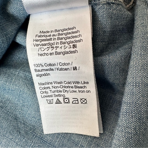 J. Crew Factory Boy's Long Sleeve Blue Chambray Button Up Shirt Size 10 - Picture 8 of 9